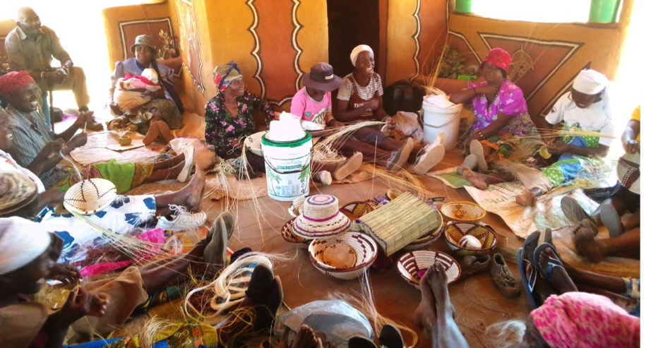 (Photo: Before lockdown - Women participate in a basket weaving session at Amagugu International Heritage Centre)